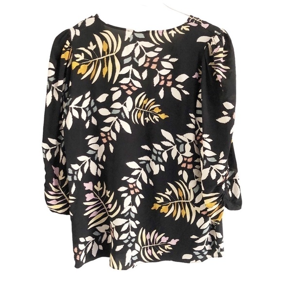 ba&sh Top Cross Black Floral Viscose V-Neck Three Quarter Sleeve Blouse Size XS - Picture 11 of 13